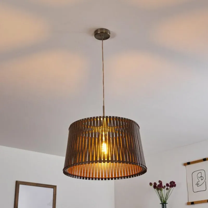 Luminaires Rustiques-hofstein Suspension Timmele Brun, Nickel mat, 1 lumière