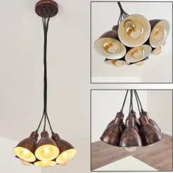 Luminaires Rustiques-hofstein Suspension Timola Beige, Brun foncé, 7 lumières