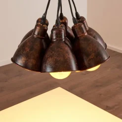 Luminaires Rustiques-hofstein Suspension Timola Beige, Brun foncé, 7 lumières