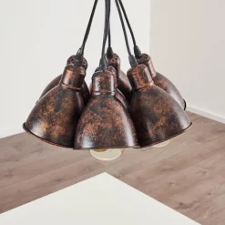 Luminaires Rustiques-hofstein Suspension Timola Beige, Brun foncé, 7 lumières