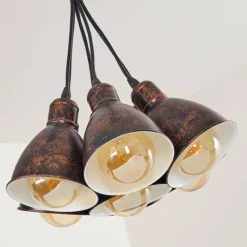 Luminaires Rustiques-hofstein Suspension Timola Beige, Brun foncé, 7 lumières