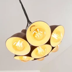 Luminaires Rustiques-hofstein Suspension Timola Beige, Brun foncé, 7 lumières