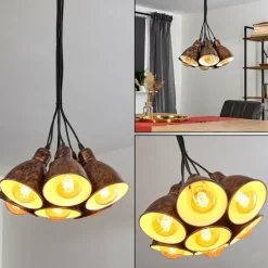 Lampes Industrielles-hofstein Suspension Timola Cuivre, Rouille, 7 lumières