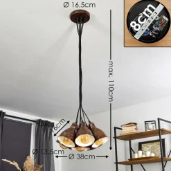 Lampes Industrielles-hofstein Suspension Timola Cuivre, Rouille, 7 lumières