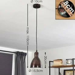 Lampes Industrielles-hofstein Suspension Timola Rouille, Noir, 1 lumière