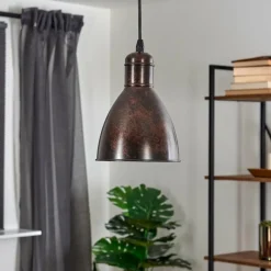 Lampes Industrielles-hofstein Suspension Timola Rouille, Noir, 1 lumière