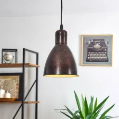 Lampes Industrielles-hofstein Suspension Timola Rouille, Noir, 1 lumière