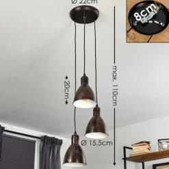 Lampes Industrielles-hofstein Suspension Timola Rouille, Noir, 3 lumières