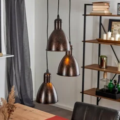 Lampes Industrielles-hofstein Suspension Timola Rouille, Noir, 3 lumières