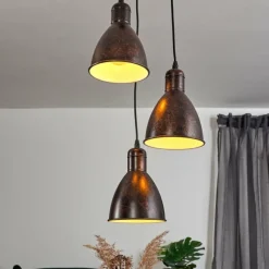 Lampes Industrielles-hofstein Suspension Timola Rouille, Noir, 3 lumières
