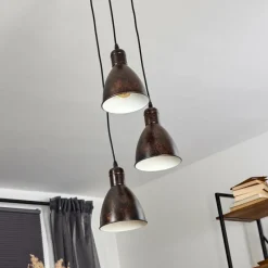Lampes Industrielles-hofstein Suspension Timola Rouille, Noir, 3 lumières