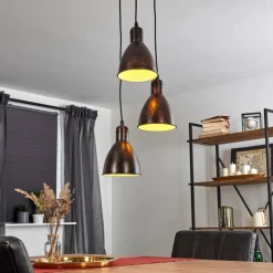 Lampes Industrielles-hofstein Suspension Timola Rouille, Noir, 3 lumières