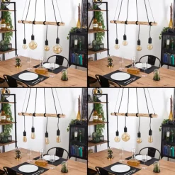 Lampes Vintages & Rétros-hofstein Suspension Tirana Écru, Noir, 4 lumières