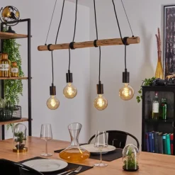 Lampes Vintages & Rétros-hofstein Suspension Tirana Écru, Noir, 4 lumières