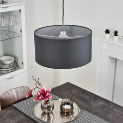 Lampes En Tissu-hofstein Suspension Tise Argenté, 1 lumière