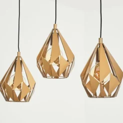 Lampes Dorées-hofstein Suspension Tobas Or, 3 lumières