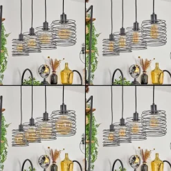 Lampes Industrielles-hofstein Suspension Tobuna Noir, 4 lumières