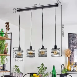 Lampes Industrielles-hofstein Suspension Tobuna Noir, 4 lumières