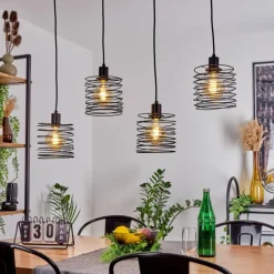 Lampes Industrielles-hofstein Suspension Tobuna Noir, 4 lumières