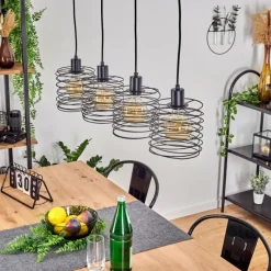 Lampes Industrielles-hofstein Suspension Tobuna Noir, 4 lumières