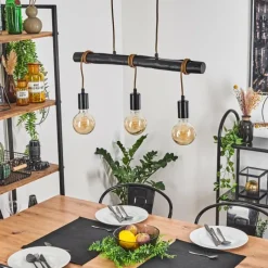 Style Boho-Chic-hofstein Suspension Toledo Noir, 3 lumières