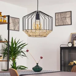 Style Boho-Chic-hofstein Suspension Tomu Noir, 1 lumière