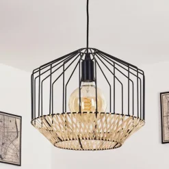 Style Boho-Chic-hofstein Suspension Tomu Noir, 1 lumière