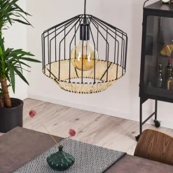 Style Boho-Chic-hofstein Suspension Tomu Noir, 1 lumière