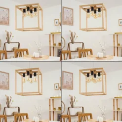 Style Boho-Chic-hofstein Suspension Torreglia Bois clair, 4 lumières