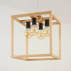 Style Boho-Chic-hofstein Suspension Torreglia Bois clair, 4 lumières