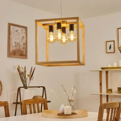 Style Boho-Chic-hofstein Suspension Torreglia Bois clair, 4 lumières