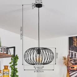 Lampes Industrielles-hofstein Suspension Trapichera Noir, 1 lumière