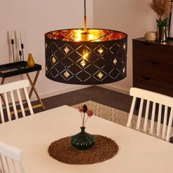 Lampes En Tissu-hofstein Suspension Trasancos Noir, 1 lumière