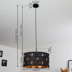 Lampes En Tissu-hofstein Suspension Trasancos Noir, 1 lumière