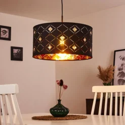 Lampes En Tissu-hofstein Suspension Trasancos Noir, 1 lumière