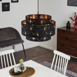 Lampes En Tissu-hofstein Suspension Trasancos Noir, 1 lumière