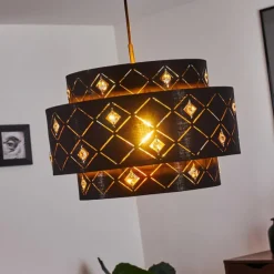 Lampes En Tissu-hofstein Suspension Trasancos Noir, 1 lumière