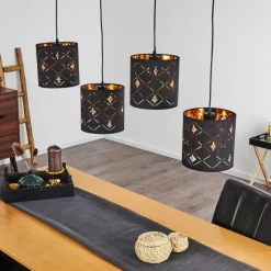 Lampes En Tissu-hofstein Suspension Trasancos Noir, 4 lumières