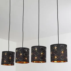Lampes En Tissu-hofstein Suspension Trasancos Noir, 4 lumières
