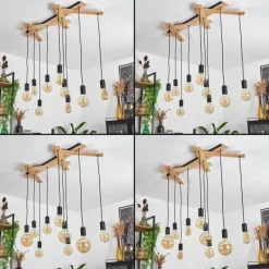 Lampes Vintages & Rétros-hofstein Suspension Treherne Écru, Noir, 9 lumières