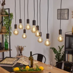 Lampes Vintages & Rétros-hofstein Suspension Treherne Écru, Noir, 9 lumières