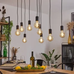 Lampes Vintages & Rétros-hofstein Suspension Treherne Écru, Noir, 9 lumières