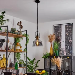 Suspension Verre Fumé-hofstein Suspension Trejos Laiton, Noir, 1 lumière