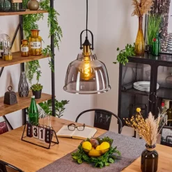 Suspension Verre Fumé-hofstein Suspension Trejos Laiton, Noir, 1 lumière