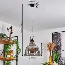 Suspension Verre Fumé-hofstein Suspension Trejos Laiton, Noir, 1 lumière