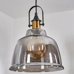 Suspension Verre Fumé-hofstein Suspension Trejos Laiton, Noir, 1 lumière