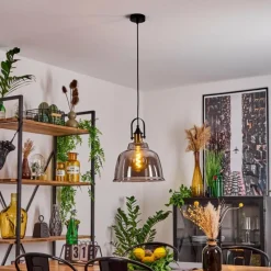 Suspension Verre Fumé-hofstein Suspension Trejos Laiton, Noir, 1 lumière