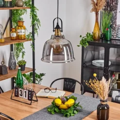 Suspension Verre Fumé-hofstein Suspension Trejos Laiton, Noir, 1 lumière