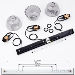 Suspension Verre Fumé-hofstein Suspension Trejos Noir, 3 lumières