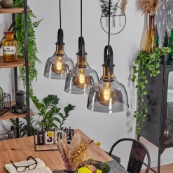 Suspension Verre Fumé-hofstein Suspension Trejos Noir, 3 lumières